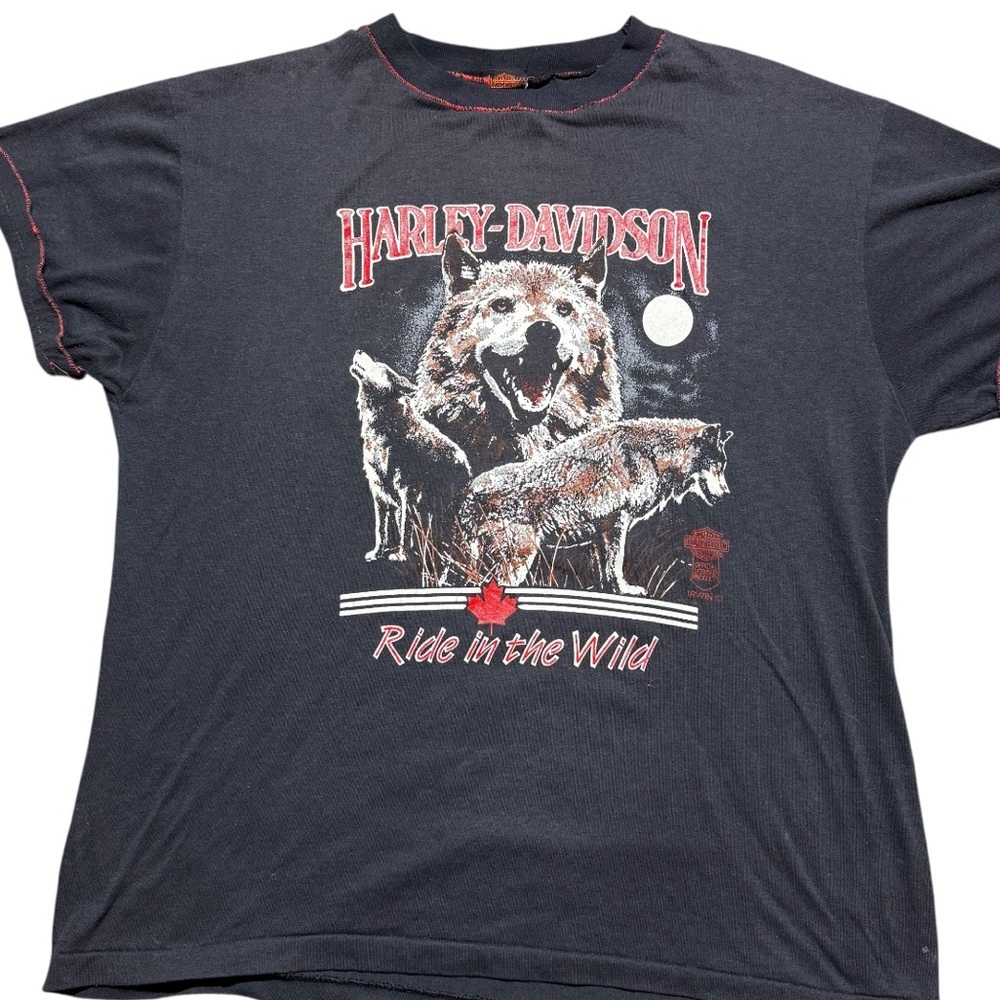 Harley Davidson vintage Ride in the Wild Wolves Large 80s tee shirt Canada
